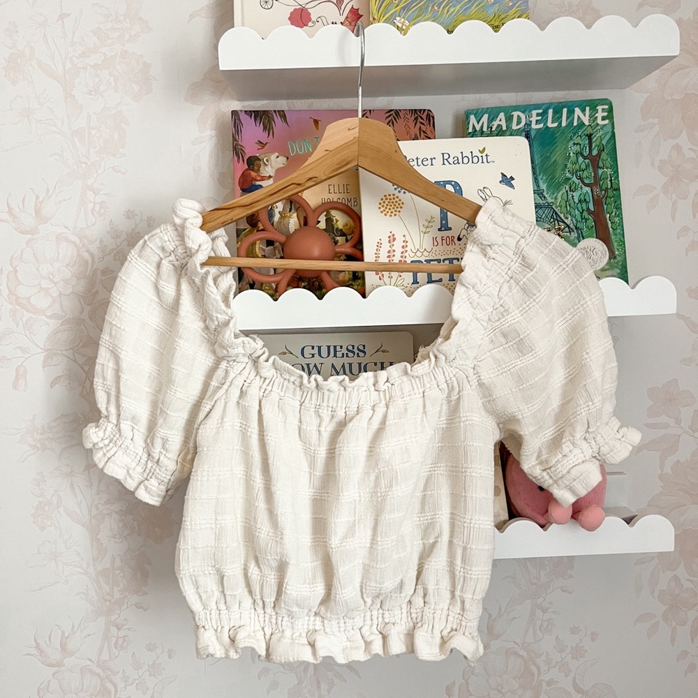 White Plaid Ruffled Top